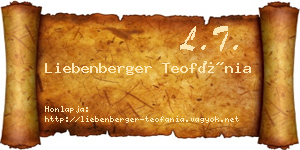 Liebenberger Teofánia névjegykártya